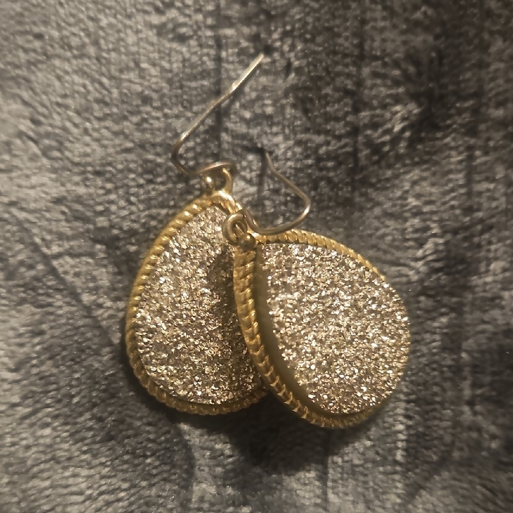 Gold-Tone Glitter Teardrop Earrings - Women's Jewelry